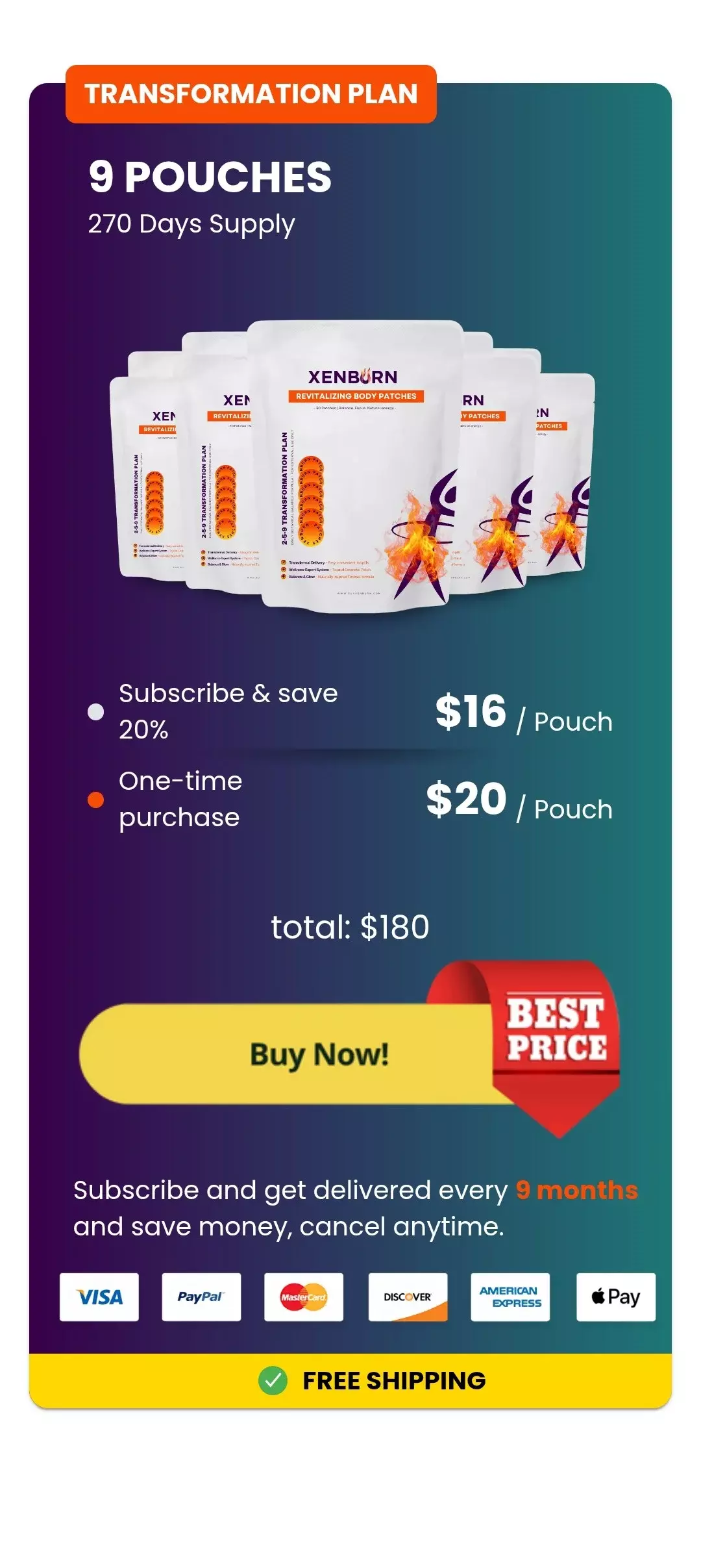 XenBurn™ 9 pouches pricing